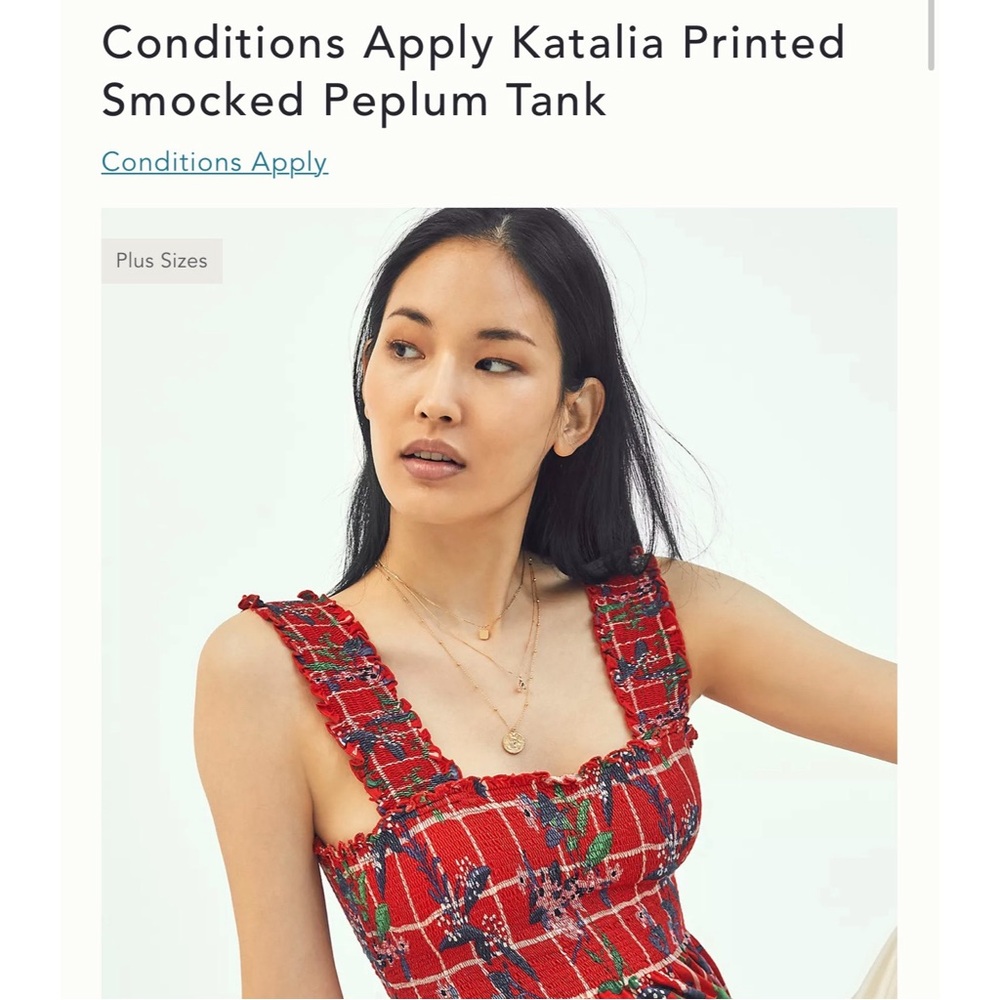 Anthropologie Conditions Apply Katalia Printed Smocked Peplum Tank NWT SZ XL - Picture 12 of 12